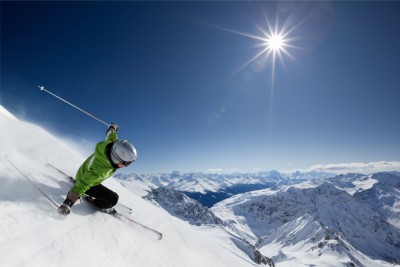 female skier on downhill
