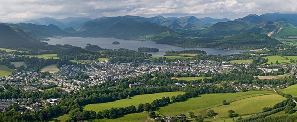 The town of Keswick next to Derwent Water