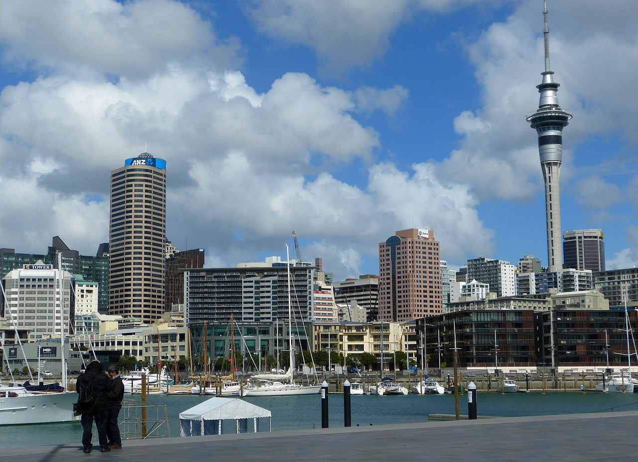 Sky Tower, Auckland, Boat, New Zealand, Architecture